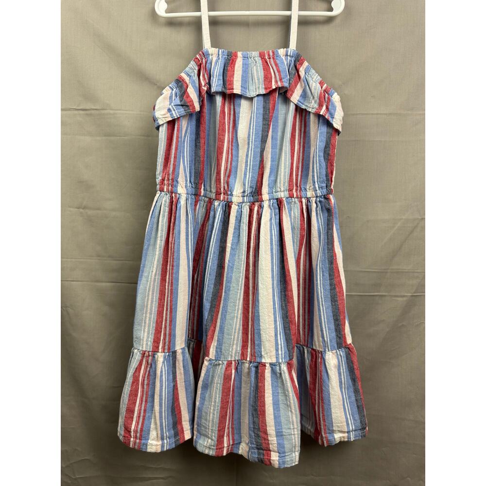 OshKosh B'gosh Girls Red White Blue Striped Sundress, Size 8
